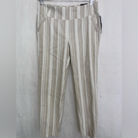 Soho White and gray pants large striped ankle size large - Picture 1 of 7